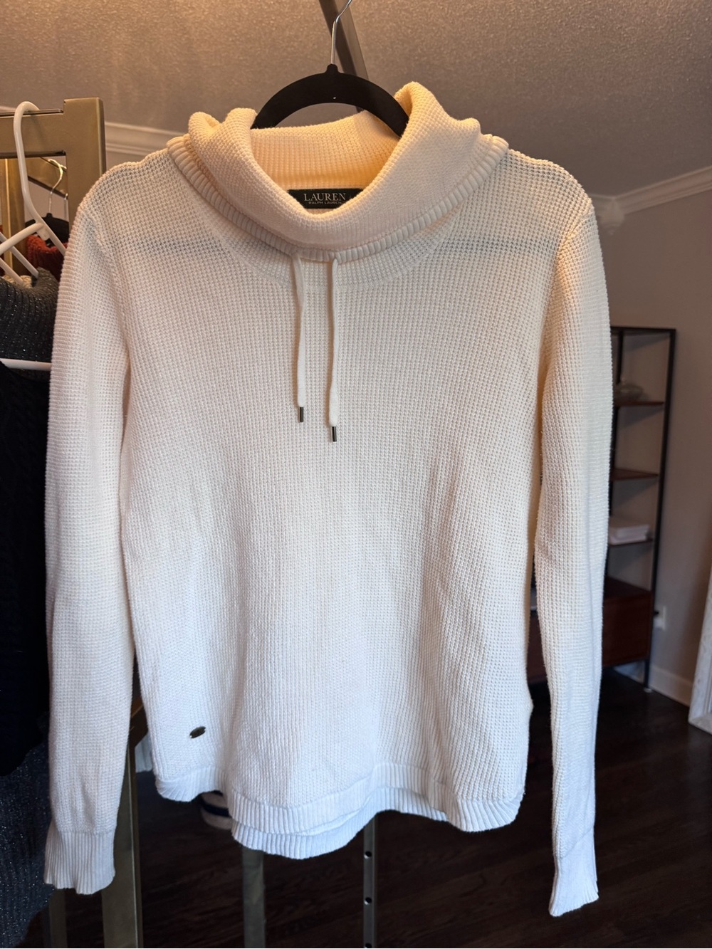 Ralph Lauren Cream Turtleneck Drawstring Sweater
